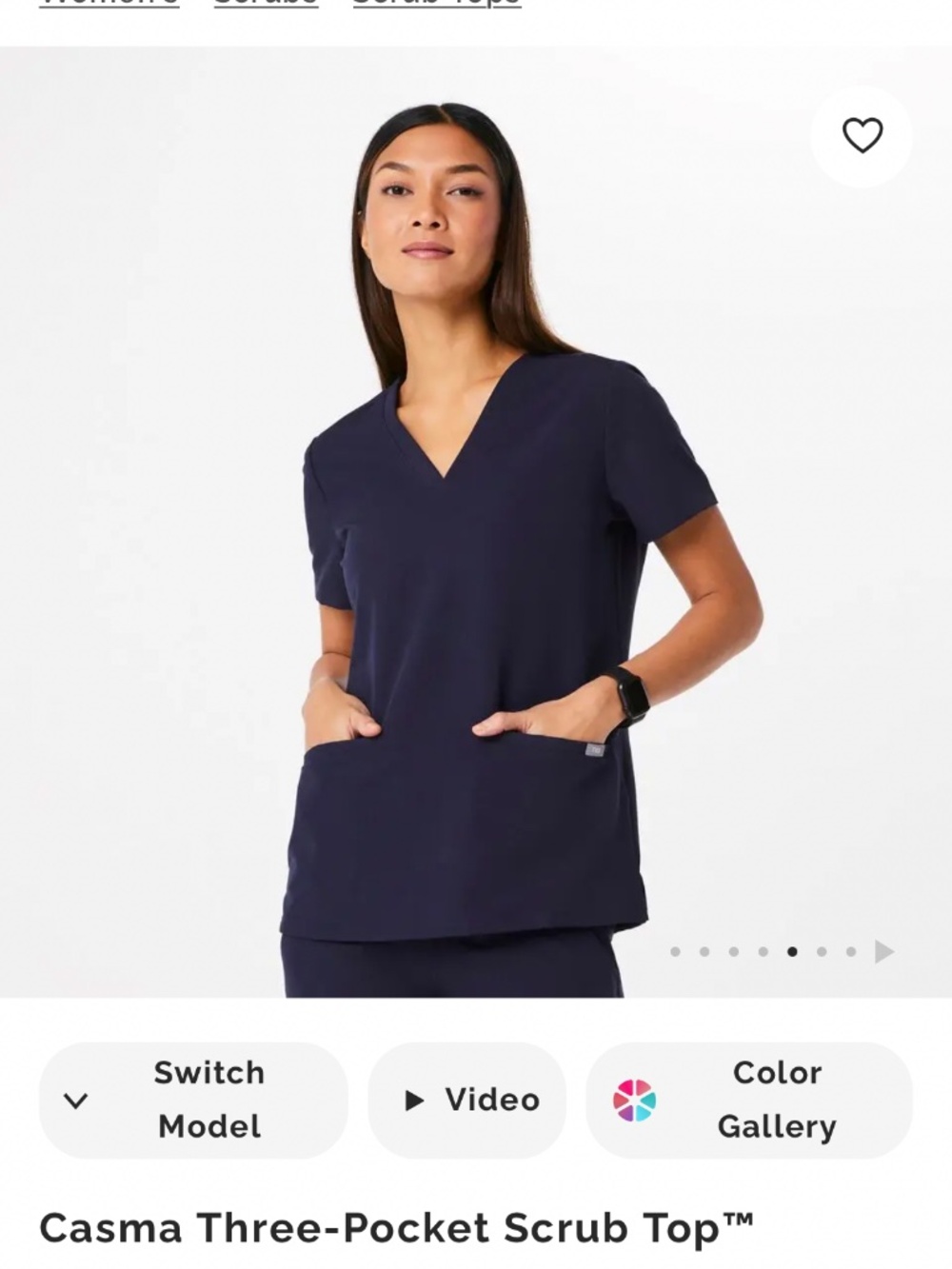 Figs Casma Three-Pocket Scrub Top Navy xxs